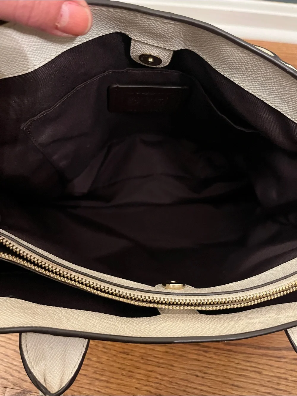 Coach Chalk Pebbled Leather Tote with Detachable Strap